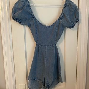 DENIM CUTOUT ROMPER